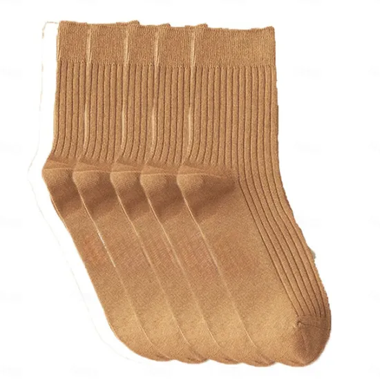 Hot OUKU Men's 5 Pairs Socks Stockings Crew Socks Multi Color 5 Pairs Black Color Cotton Solid Colored Athleisure Daily Warm Fall & Winter
