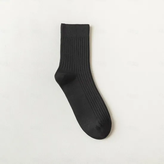 Hot OUKU Men's 5 Pairs Socks Stockings Crew Socks Multi Color 5 Pairs Black Color Cotton Solid Colored Athleisure Daily Warm Fall & Winter