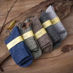 Clearance OUKU Men's 5 Pairs Socks Wool Socks Crew Socks Color Plain Daily Wear Vacation Weekend Warm Fall & Winter Warm Ups Rainbow