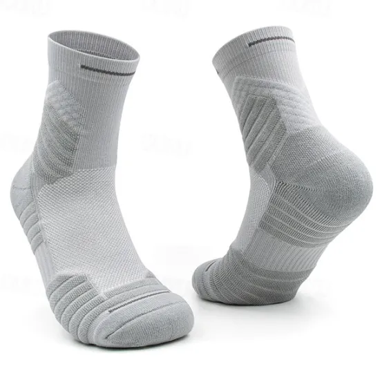 Hot OUKU Men's 3 Pairs Sport Socks / Athletic Socks Crew Socks Black White Color Plain Casual Daily Medium Summer Spring Fall Stylish Traditional / Classic