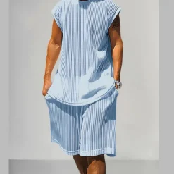 Best OUKU Men's 2 Piece T-shirt Suits Tracksuit Shorts and T Shirt Set Short Sleeve Short Sleeves Short Pant Crew Neck Summer Color Block Gymnatics Casual 2 Piece Knitted Vacation Daily Wear Activewear White