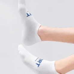 Best OUKU Men's 6 Pieces Multi Packs Socks Ankle Socks Running Socks Casual Socks Black White Color Letter Vacation Sports & Outdoor Daily Basic Medium Spring Fall Fashion Casual