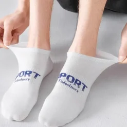 Best OUKU Men's 6 Pieces Multi Packs Socks Ankle Socks Running Socks Casual Socks Black White Color Letter Vacation Sports & Outdoor Daily Basic Medium Spring Fall Fashion Casual