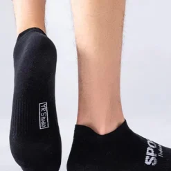 Best OUKU Men's 6 Pieces Multi Packs Socks Ankle Socks Running Socks Casual Socks Black White Color Letter Vacation Sports & Outdoor Daily Basic Medium Spring Fall Fashion Casual