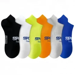 Best OUKU Men's 6 Pieces Multi Packs Socks Ankle Socks Running Socks Casual Socks Black White Color Letter Vacation Sports & Outdoor Daily Basic Medium Spring Fall Fashion Casual