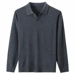 Sale OUKU Men's 100% Wool Pullover Sweater Knit V Neck Solid Color Turndown Knitwear Elegant Outdoor Home Clothing Apparel Spring Fall Black Navy Blue S M L