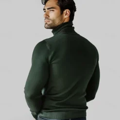 OUKU Men's 100% Wool Pullover Sweater Jumper Knit Solid Color Turtleneck Knitwear Elegant Christmas Outdoor Clothing Apparel Fall Winter Black Red S M L