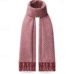 Outlet OUKU Men's 100% Wool Rectangle Scarf School Christmas Outdoor Black Ivory Scarf