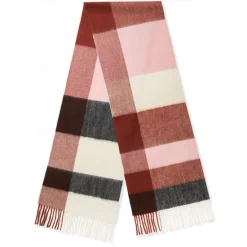 Clearance OUKU Men's 100% Wool Rectangle Scarf School Christmas Outdoor Pink Red Scarf