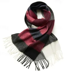 Clearance OUKU Men's 100% Wool Rectangle Scarf School Christmas Outdoor Pink Red Scarf