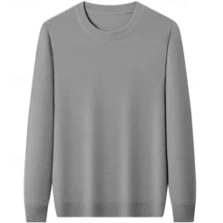 Outlet OUKU Men's 100% Wool Sweater Pullover Sweater Jumper Knit Solid Color Crew Neck Knitwear Elegant School Training Clothing Apparel Fall Winter Black White S M L