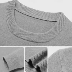 Outlet OUKU Men's 100% Wool Sweater Pullover Sweater Jumper Knit Solid Color Crew Neck Knitwear Elegant School Training Clothing Apparel Fall Winter Black White S M L