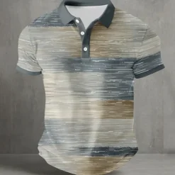 OUKU Men's Abstract Geometic Polo Short Sleeve Polo Shirts Collared Shirts Casual Street Athleisure Daily Wear Buttons Summer Yellow Blue Green