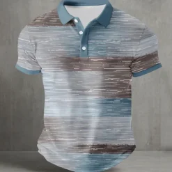 OUKU Men's Abstract Geometic Polo Short Sleeve Polo Shirts Collared Shirts Casual Street Athleisure Daily Wear Buttons Summer Yellow Blue Green