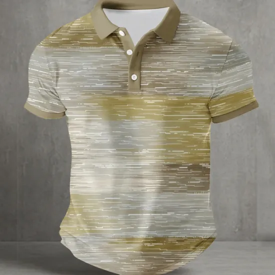 OUKU Men's Abstract Geometic Polo Short Sleeve Polo Shirts Collared Shirts Casual Street Athleisure Daily Wear Buttons Summer Yellow Blue Green