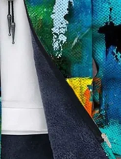 OUKU Men's Abstract Graphic Prints Gradual Winter Coat Fleece Jacket Coat Warm Breathable Comfortable Fashion Streetwear Sport Sports & Outdoor Daily Wear Going out Zipper Pocket Print Fall & Winter Hoodie