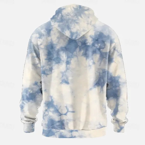 New OUKU Men's Abstract Hoodies Sweatshirt Cool Party Long Sleeve Crew Neck Club Streetwear Blue Purple Drawstring Fall Winter Designer
