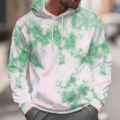 New OUKU Men's Abstract Hoodies Sweatshirt Cool Party Long Sleeve Crew Neck Club Streetwear Blue Purple Drawstring Fall Winter Designer