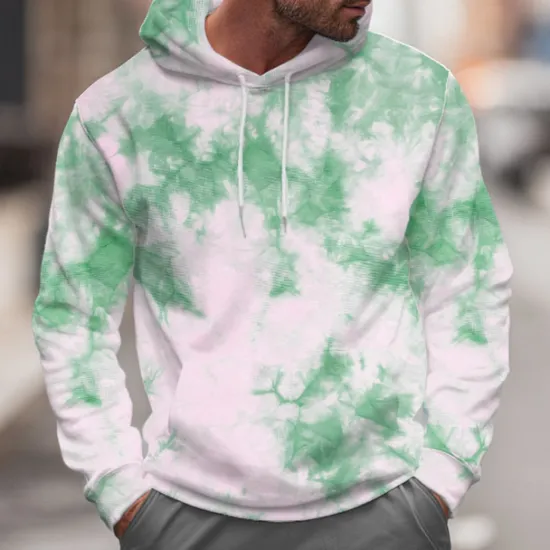 New OUKU Men's Abstract Hoodies Sweatshirt Cool Party Long Sleeve Crew Neck Club Streetwear Blue Purple Drawstring Fall Winter Designer