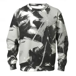 Discount OUKU Men's Abstract Sweatshirt Casual Long Sleeve Crew Neck Vacation Streetwear Red Purple Crewneck 3D All Seasons Designer