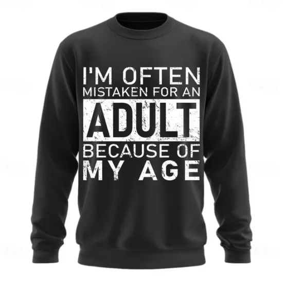 Discount OUKU Men's Act My Age Funny Slang Sweatshirt Fashion Daily Long Sleeve Crew Neck Black White Crewneck 3D All Seasons Designer