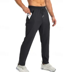 Clearance OUKU Men's Active Pants Sweatpants Trousers Pocket Drawstring Elastic Waist Plain Comfort Sports Outdoor Daily Fashion Casual Dark Khaki Light Khaki Micro-elastic