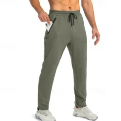 Clearance OUKU Men's Active Pants Sweatpants Trousers Pocket Drawstring Elastic Waist Plain Comfort Sports Outdoor Daily Fashion Casual Dark Khaki Light Khaki Micro-elastic