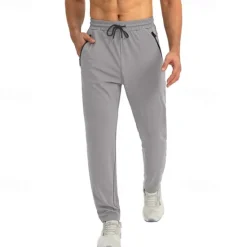 Clearance OUKU Men's Active Pants Sweatpants Trousers Pocket Drawstring Elastic Waist Plain Comfort Sports Outdoor Daily Fashion Casual Dark Khaki Light Khaki Micro-elastic