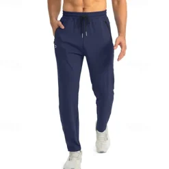 Clearance OUKU Men's Active Pants Sweatpants Trousers Pocket Drawstring Elastic Waist Plain Comfort Sports Outdoor Daily Fashion Casual Dark Khaki Light Khaki Micro-elastic