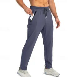 Clearance OUKU Men's Active Pants Sweatpants Trousers Pocket Drawstring Elastic Waist Plain Comfort Sports Outdoor Daily Fashion Casual Dark Khaki Light Khaki Micro-elastic