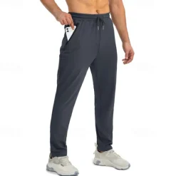 Clearance OUKU Men's Active Pants Sweatpants Trousers Pocket Drawstring Elastic Waist Plain Comfort Sports Outdoor Daily Fashion Casual Dark Khaki Light Khaki Micro-elastic