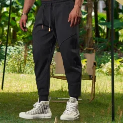 Best OUKU Men's Active Pants Sweatpants Joggers Trousers Drawstring Elastic Waist Color Block Comfort Soft Casual Daily Holiday Sports Fashion Black Light Grey
