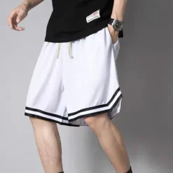 Outlet OUKU Men's Active Shorts Basketball Shorts Casual Shorts Pocket Drawstring Elastic Waist Plain Comfort Soft Casual Daily Holiday Sports Fashion Black White