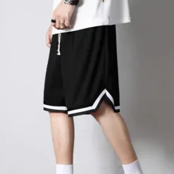 Outlet OUKU Men's Active Shorts Basketball Shorts Casual Shorts Pocket Drawstring Elastic Waist Plain Comfort Soft Casual Daily Holiday Sports Fashion Black White