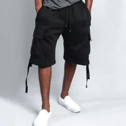 Discount OUKU Men's Active Shorts Cargo Shorts Shorts Pocket Plain Comfort Breathable Outdoor Daily Going out Fashion Streetwear Black White