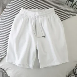Outlet OUKU Men's Active Shorts Casual Shorts Pocket Drawstring Elastic Drawstring Design Solid Color Comfort Breathable Short Sports Outdoor Casual Daily Fashion Streetwear Black White Micro-elastic
