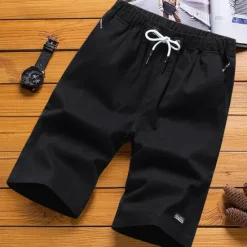 Online OUKU Men's Active Shorts Pocket Drawstring Elastic Waist Solid Color Comfort Breathable Knee Length Casual Daily Going out Stylish Simple Black Yellow Micro-elastic