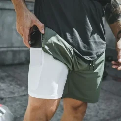 Hot OUKU Men's Active Shorts Running Shorts Casual Shorts Sports Outdoor Daily Comfort Breathable Pocket Drawstring Elastic Waist Solid Color Short Stylish Casual / Sporty Activewear White & Blue White gray