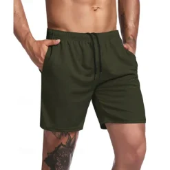 OUKU Men's Active Shorts Sweat Shorts Shorts Summer Shorts Pocket Drawstring Elastic Waist Plain Comfort Short Sports Outdoor Daily Going out Fashion Casual Black Army Green Micro-elastic