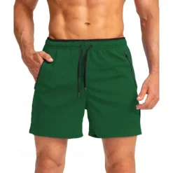 Hot OUKU Men's Active Shorts Sweat Shorts Shorts Summer Shorts Pocket Drawstring Elastic Waist Plain Comfort Short Sports Outdoor Daily Going out Fashion Casual Black Army Green Micro-elastic