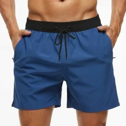 Clearance OUKU Men's Active Shorts Sweat Shorts Shorts Summer Shorts Pocket Drawstring Elastic Waist Plain Comfort Short Sports Outdoor Daily Going out Fashion Casual Lake blue Wine Micro-elastic