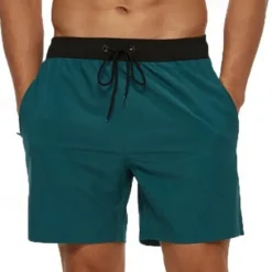 Clearance OUKU Men's Active Shorts Sweat Shorts Shorts Summer Shorts Pocket Drawstring Elastic Waist Plain Comfort Short Sports Outdoor Daily Going out Fashion Casual Lake blue Wine Micro-elastic