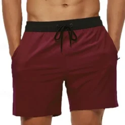 Clearance OUKU Men's Active Shorts Sweat Shorts Shorts Summer Shorts Pocket Drawstring Elastic Waist Plain Comfort Short Sports Outdoor Daily Going out Fashion Casual Lake blue Wine Micro-elastic