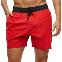Clearance OUKU Men's Active Shorts Sweat Shorts Shorts Summer Shorts Pocket Drawstring Elastic Waist Plain Comfort Short Sports Outdoor Daily Going out Fashion Casual Lake blue Wine Micro-elastic