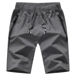 Clearance OUKU Men's Active Sweat Shorts Pocket Drawstring Elastic Waist Solid Color Comfort Breathable Knee Length Sports Outdoor Daily Stylish Casual / Sporty ArmyGreen Black Inelastic