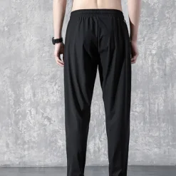 OUKU Men's Active Trousers Casual Pants Pocket Drawstring Elastic Waist Solid Color Breathable Outdoor Full Length Casual Daily Streetwear Stylish Casual / Sporty Micro-elastic Black Straight Leg