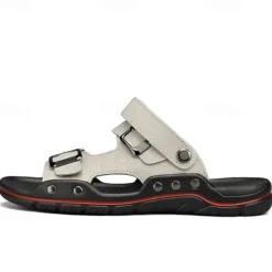 Clearance OUKU Men's Adjustable Buckle Strap Sandals – Stylish Crocodile-Pattern Design, Cushioned Sole, Durable Outdoor Summer Footwear for Casual and Travel Use