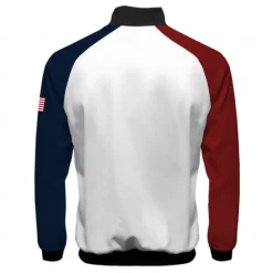 OUKU Men's American Flag Bomber Jacket Coat Breathable Comfortable Dailywear Zipper Side Pockets 3D Print Spring Fall Winter Standing Collar Long Sleeve Blue