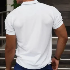 Hot OUKU Men's American Flag Veterans Golf Shirt Short Sleeve Polo Shirts Collared Shirts Casual Streetwear Vacation Wear Party Outfits Buttons 3D Print Summer White