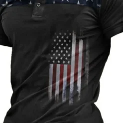 Outlet OUKU Men's American Flag Veterans Polo Shirts Golf Shirt Short Sleeve Polo Shirts Collared Shirts Casual Streetwear Vacation Wear Party Outfits Buttons 3D Print Black Blue Purple